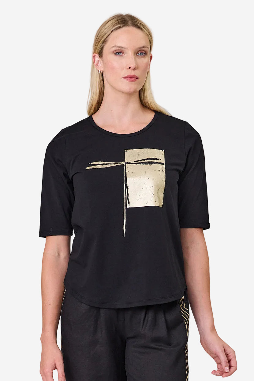 DUO ESSENTIAL TEE - BLACK DRAGONFLY - THE VOGUE STORE