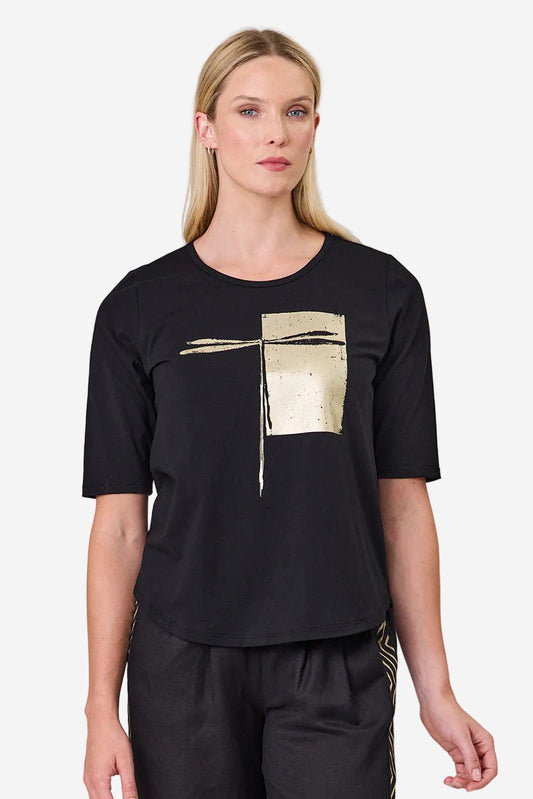 DUO ESSENTIAL TEE - BLACK DRAGONFLY - THE VOGUE STORE