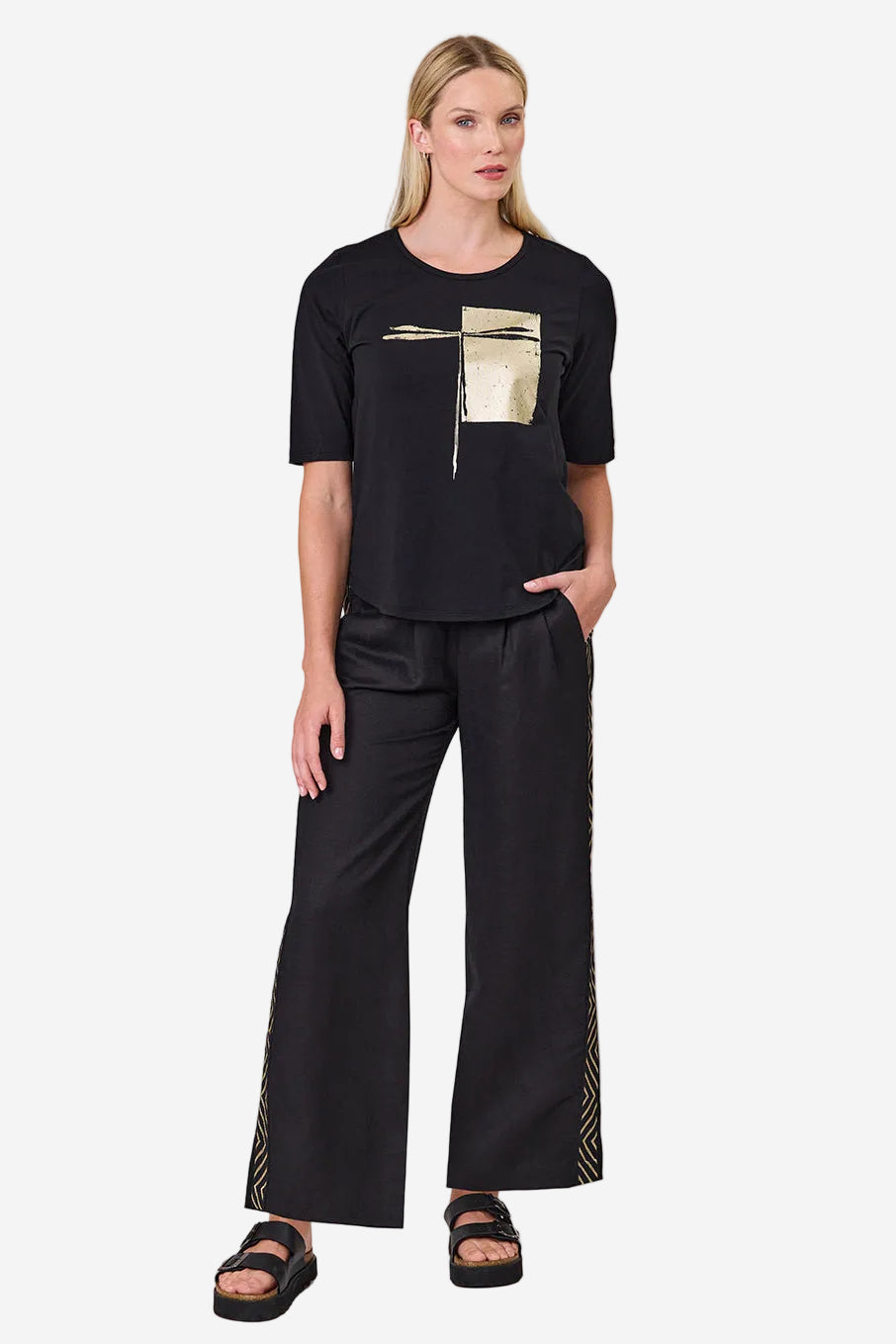 DUO ESSENTIAL TEE - BLACK DRAGONFLY - THE VOGUE STORE