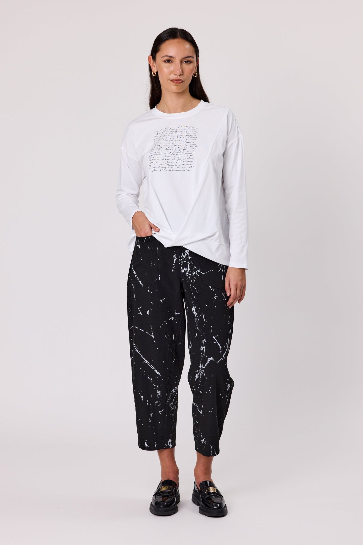 DUO SKETCH PANT - BLACK PRINT - THE VOGUE STORE