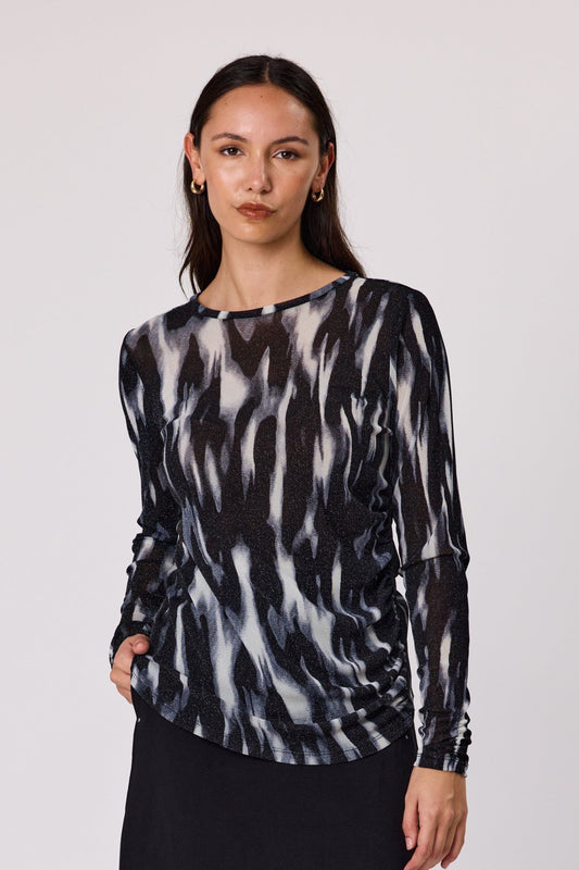 DUO GIGI LAYERING TOP - BLACK MIX PRINT - THE VOGUE STORE