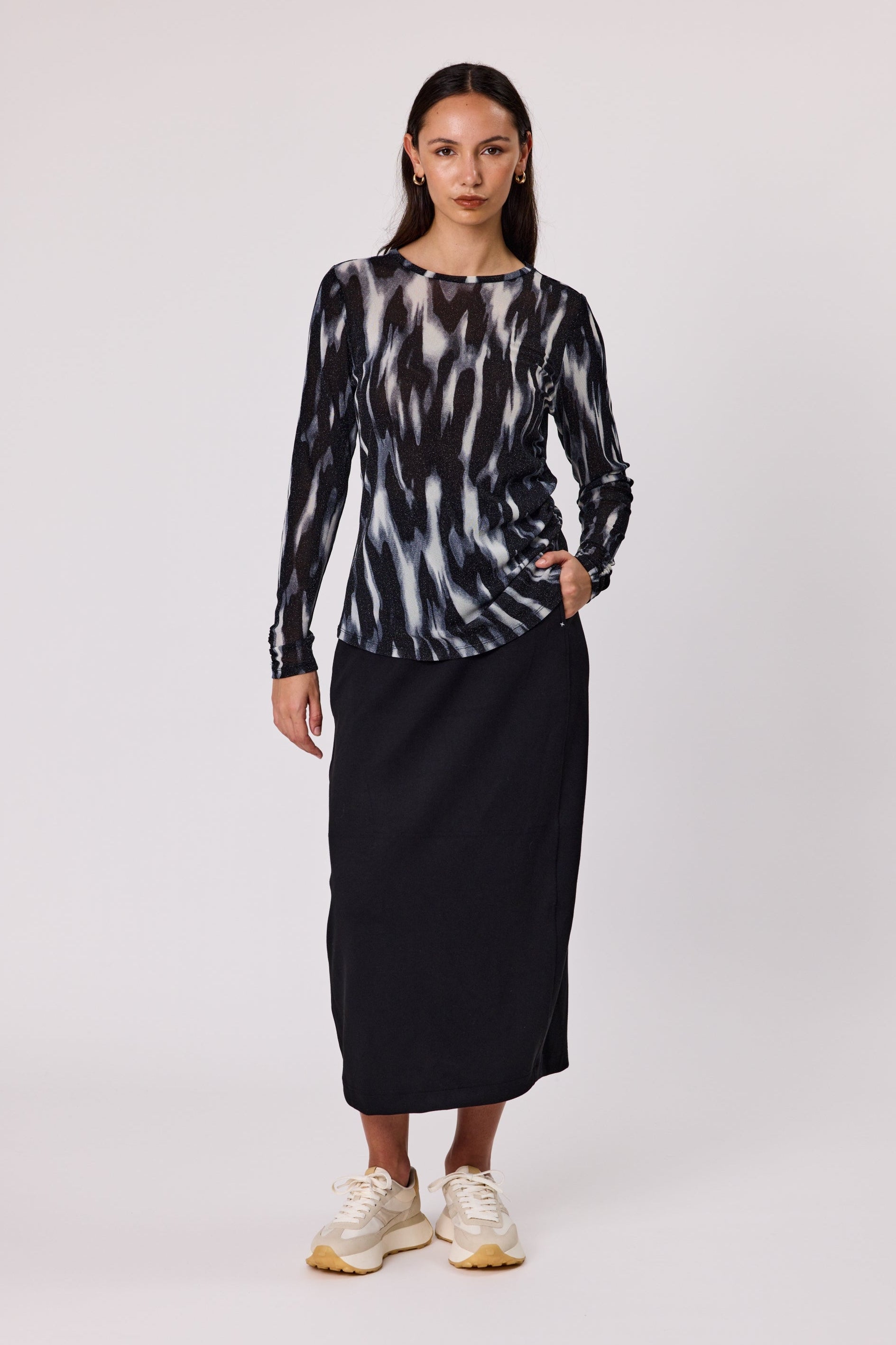 DUO GIGI LAYERING TOP - BLACK MIX PRINT - THE VOGUE STORE