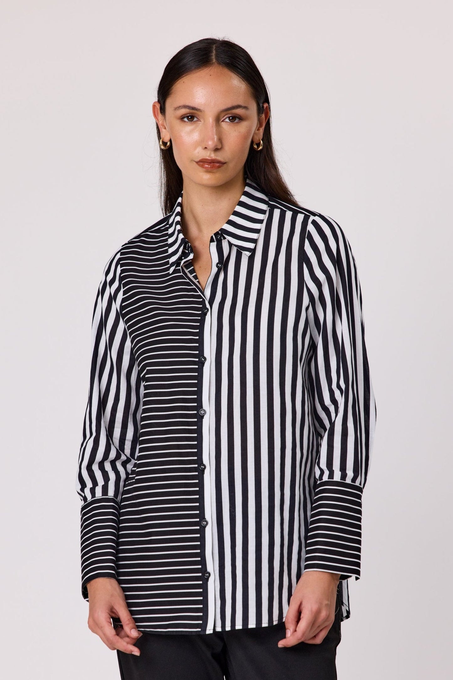 DUO BAILEE SHIRT - BLACK WHITE - THE VOGUE STORE