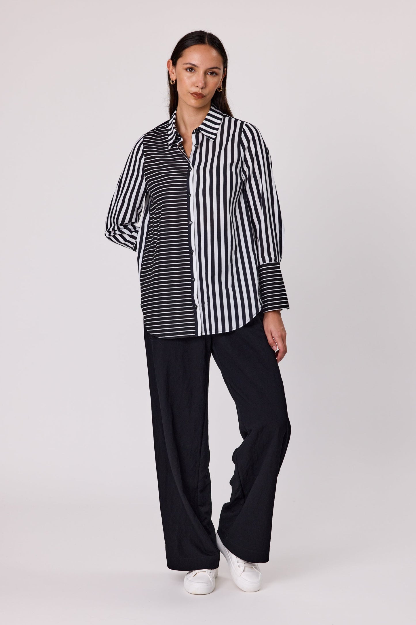DUO BAILEE SHIRT - BLACK WHITE - THE VOGUE STORE