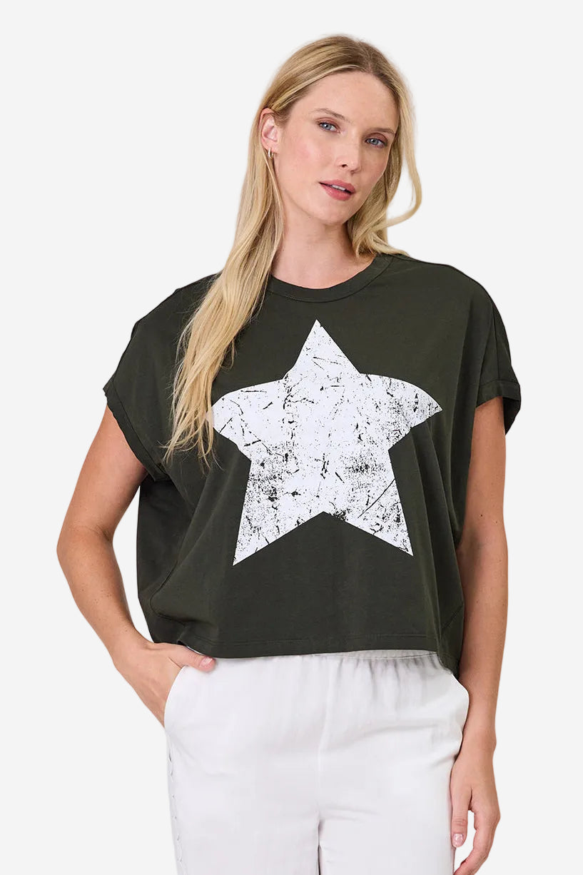 DUO MARGOT TEE - KHAKI - THE VOGUE STORE