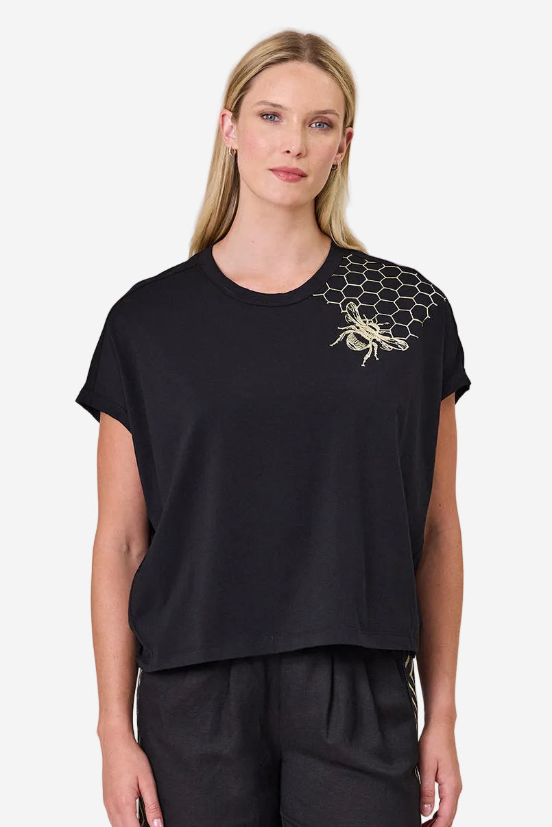 DUO ESTHER TEE - BLACK - THE VOGUE STORE