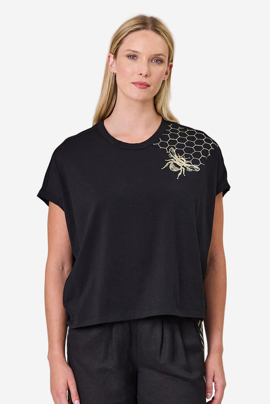 DUO ESTHER TEE - BLACK - THE VOGUE STORE