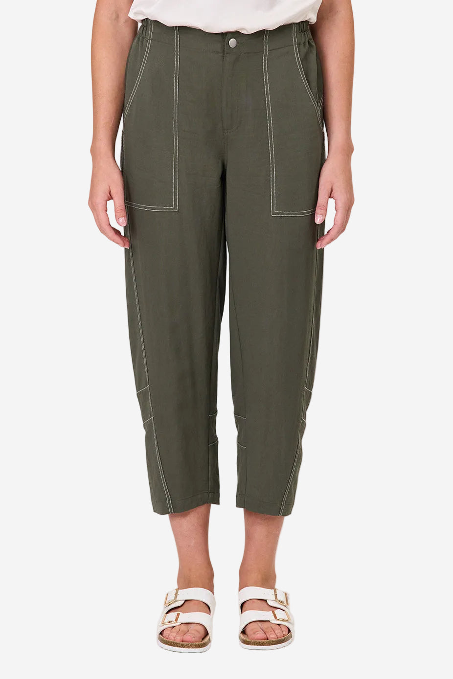 DUO DELTA BARREL LEG PANT - KHAKI - THE VOGUE STORE