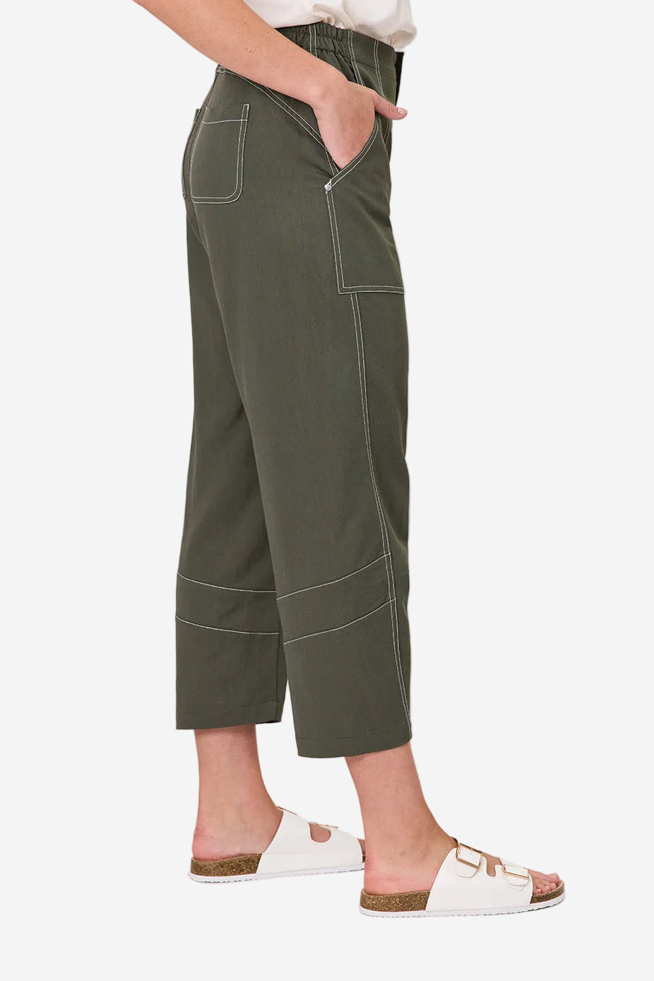 DUO DELTA BARREL LEG PANT - KHAKI - THE VOGUE STORE