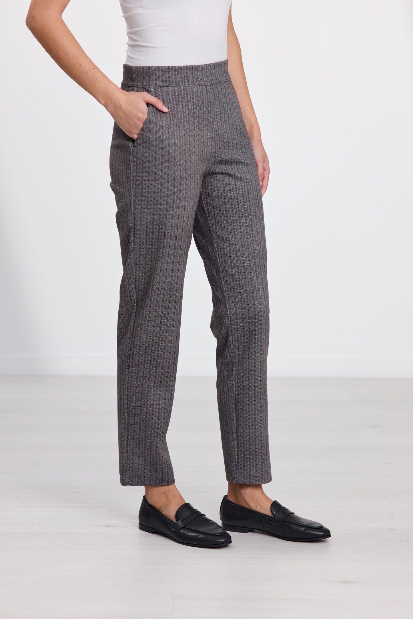 NEWPORT OWEN PONTI PANT - LATTE HERRINGBONE - THE VOGUE STORE