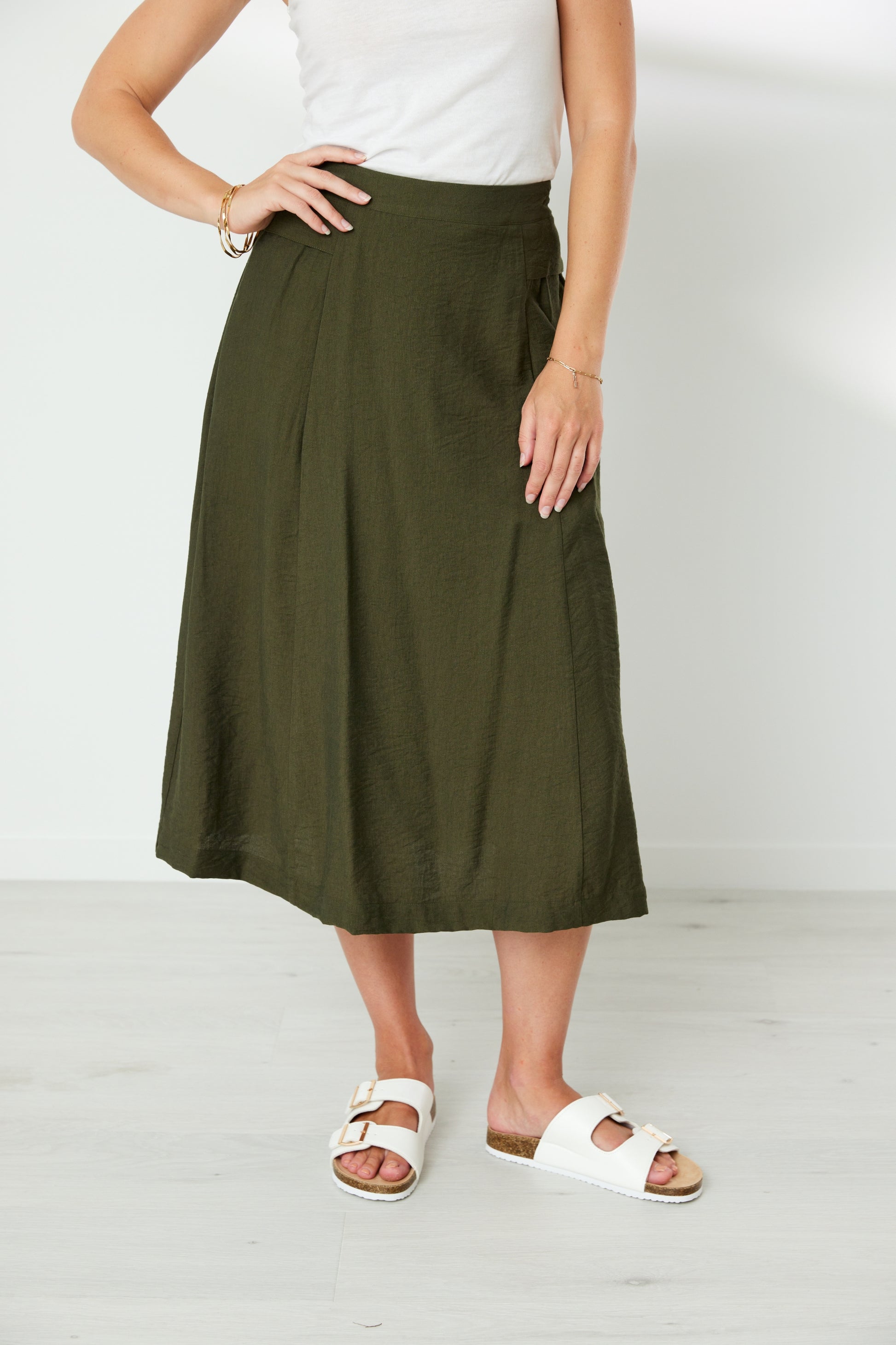 NEWPORT TRACE SKIRT - KHAKI - THE VOGUE STORE