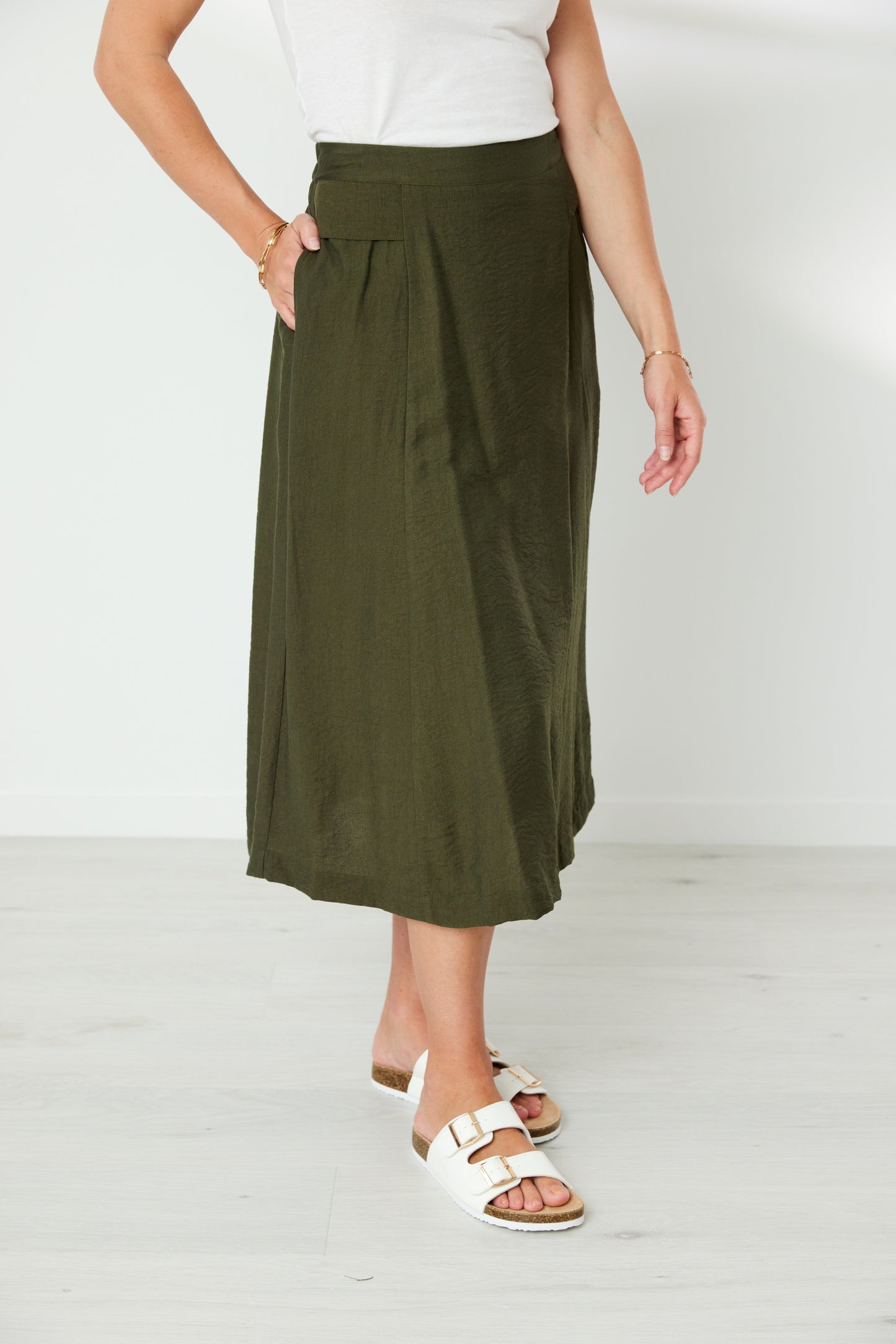 NEWPORT TRACE SKIRT - KHAKI - THE VOGUE STORE