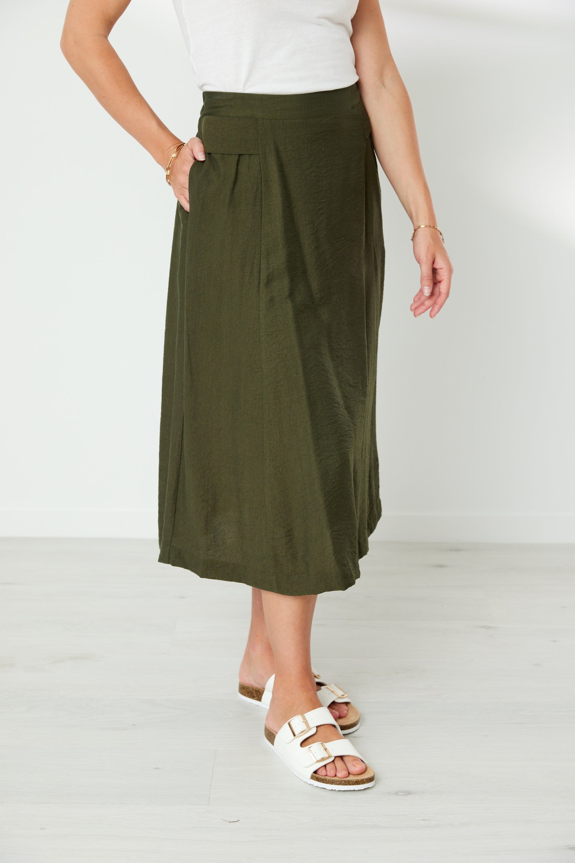 NEWPORT TRACE SKIRT - KHAKI - THE VOGUE STORE