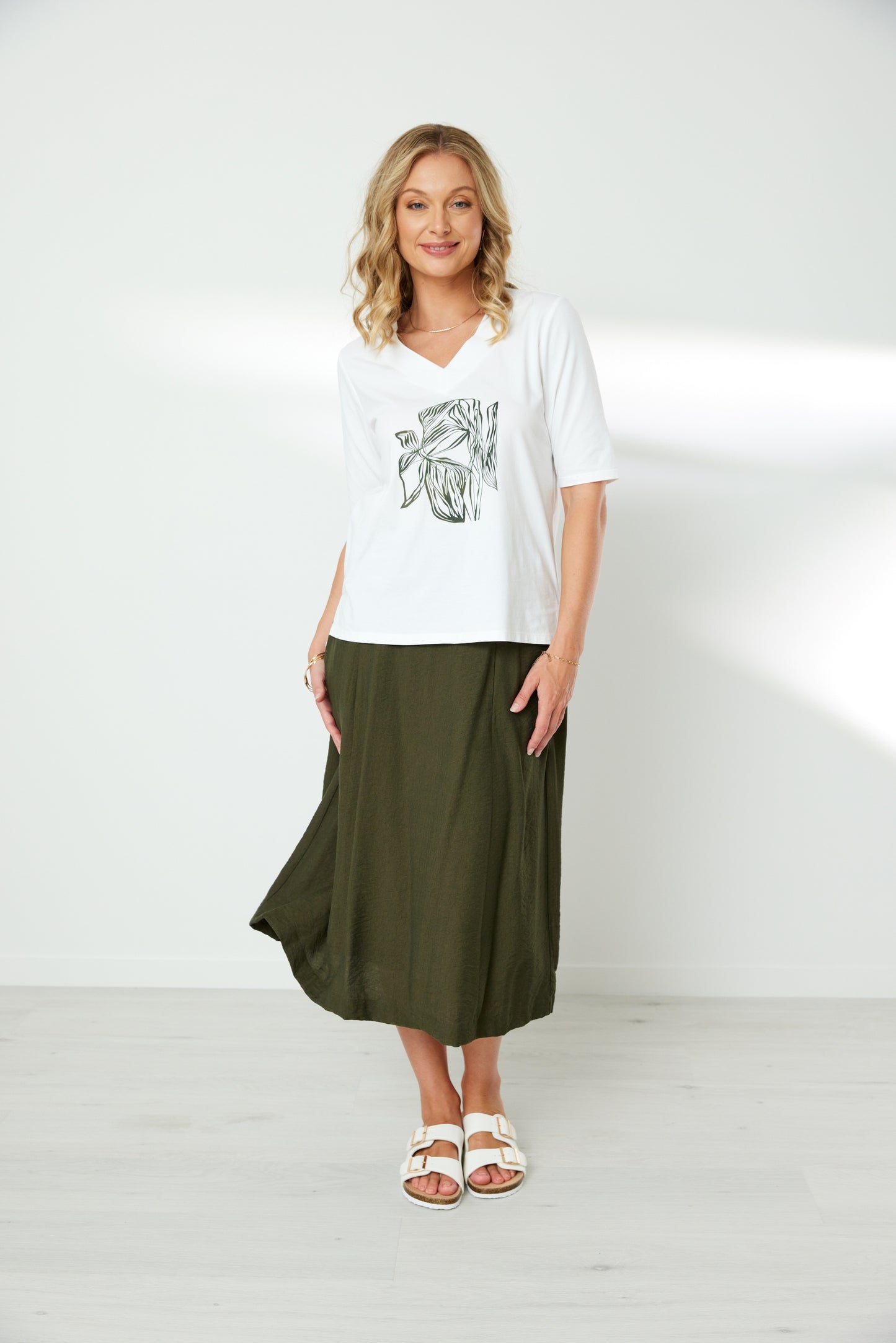 NEWPORT TRACE SKIRT - KHAKI - THE VOGUE STORE