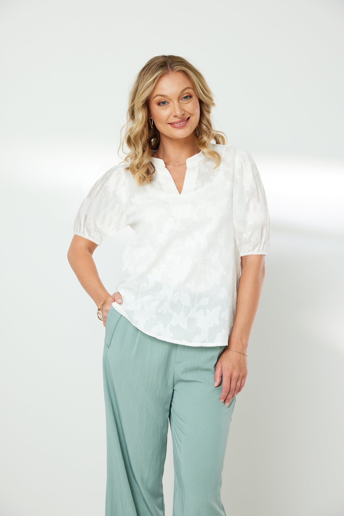 NEWPORT DAHLIA BLOUSE - IVORY - THE VOGUE STORE