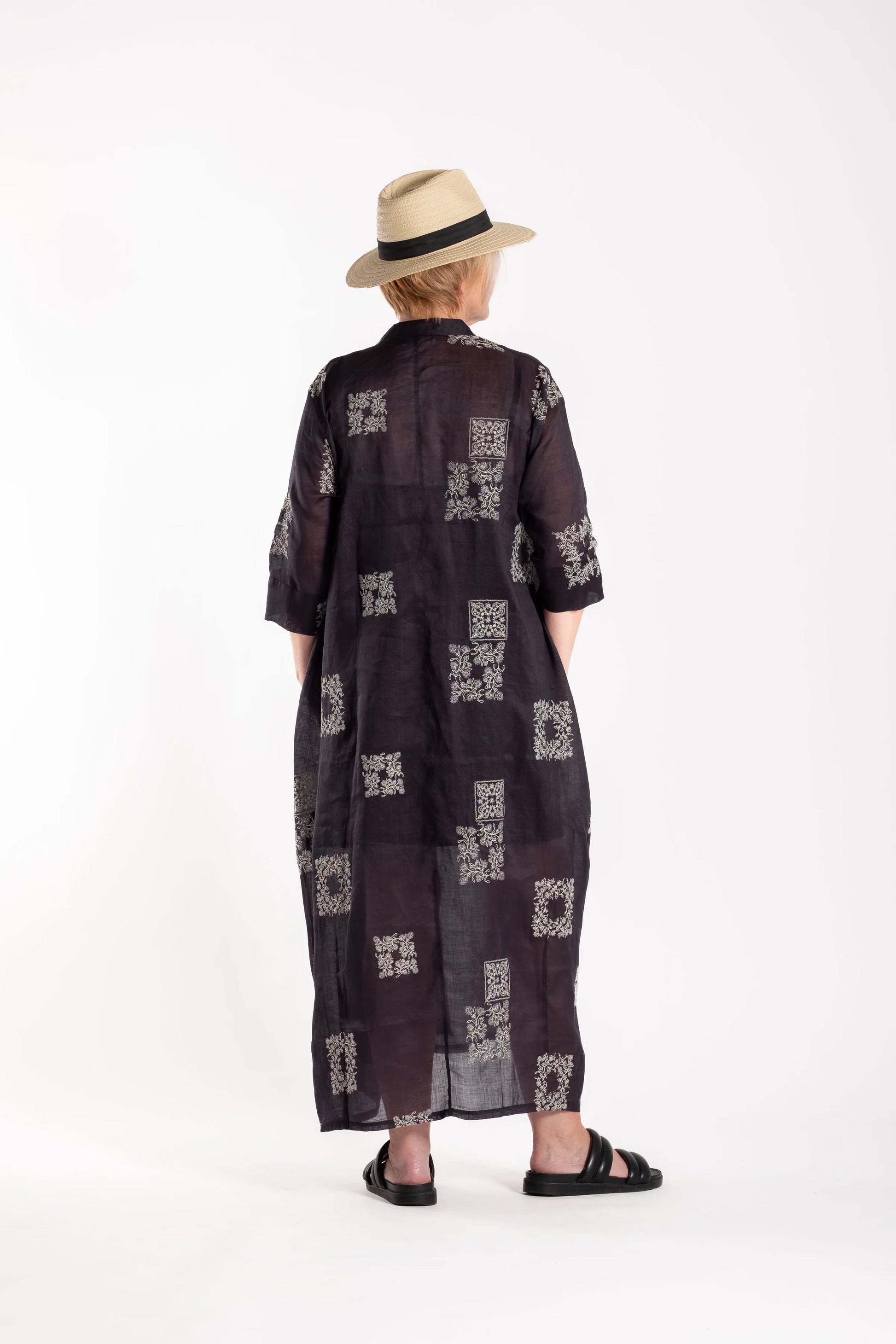 DEEANNE HOBBS FRENCH ME DRESS - CREAM/BLACK EMBROIDERED - THE VOGUE STORE