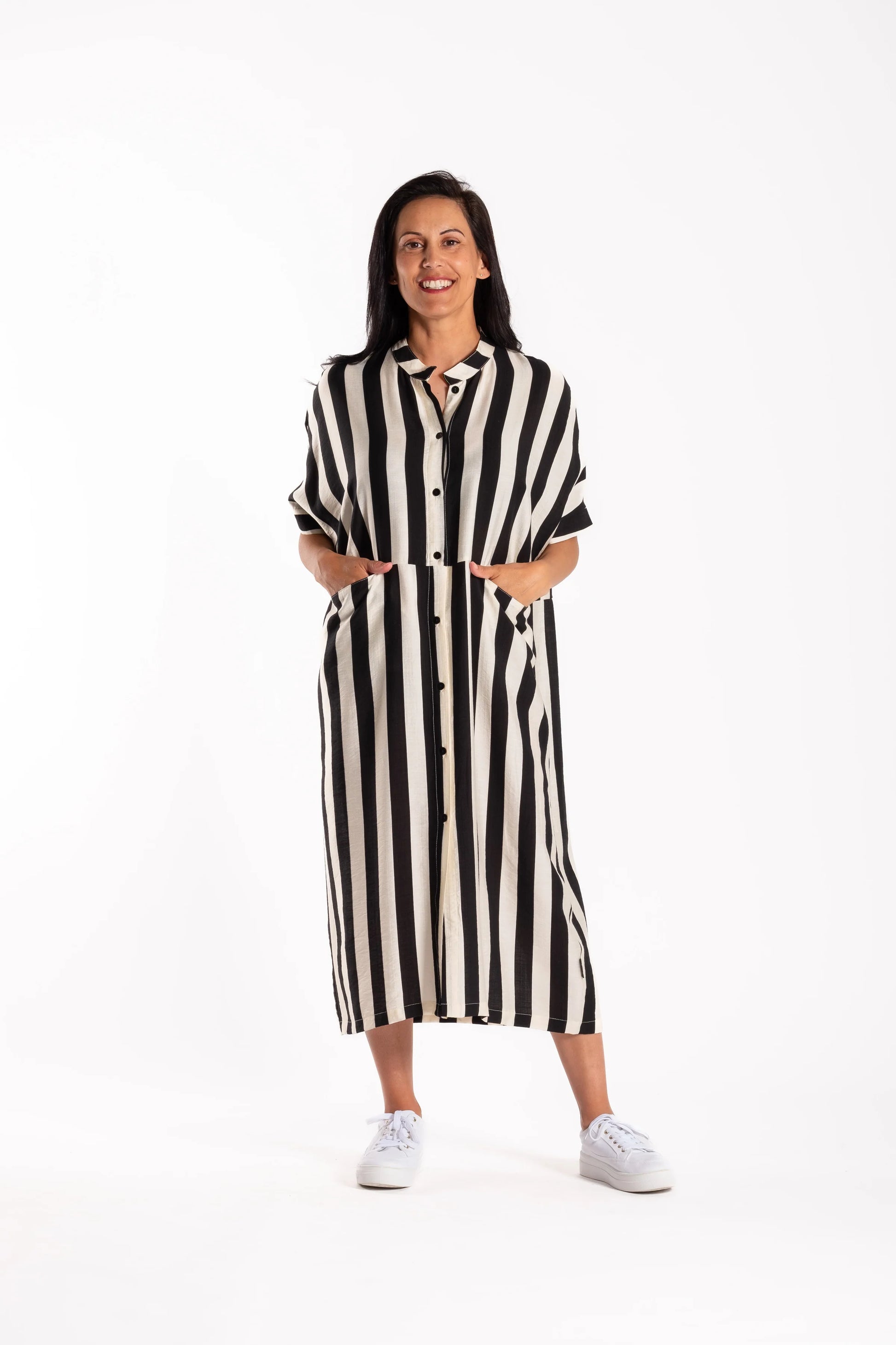 JELLICOE JAYDE DRESS - BLACK STRIPE - THE VOGUE STORE