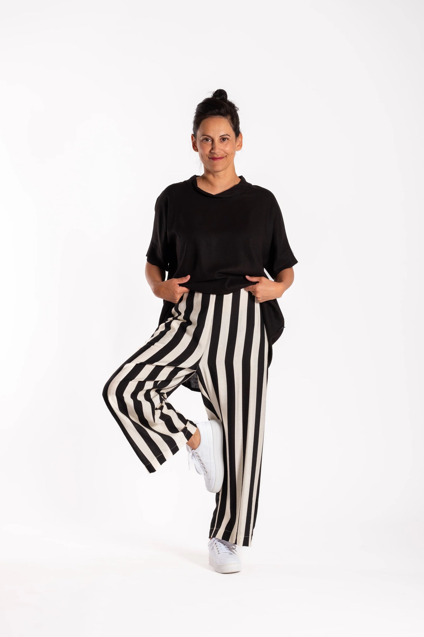 JELLICOE WIDE LEG PANTS - BLACK STRIPE - THE VOGUE STORE