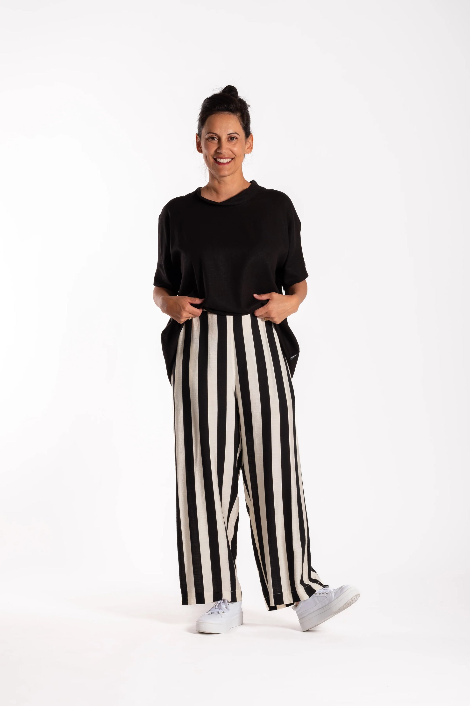 JELLICOE WIDE LEG PANTS - BLACK STRIPE - THE VOGUE STORE