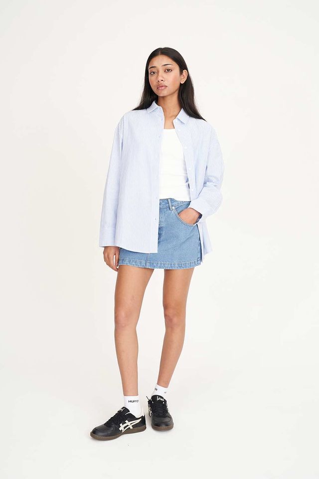HUFFER CRUISE DAY SHIRT - ICE BLUE STRIPE - THE VOGUE STORE