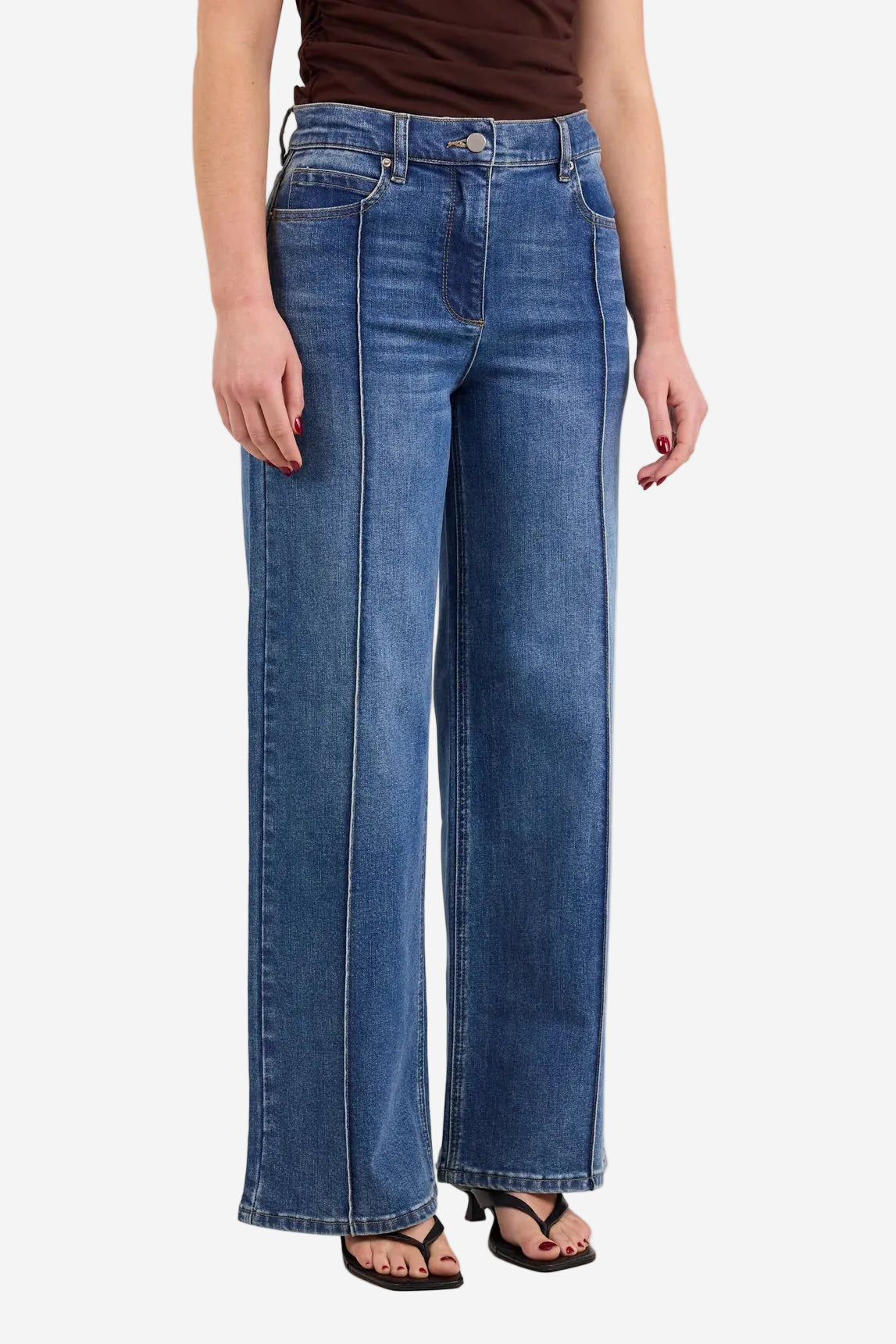 AMONG THE BRAVE FERVENT VINTAGE BLUE STRETCH FLARE PINTUCK JEANS - THE VOGUE STORE