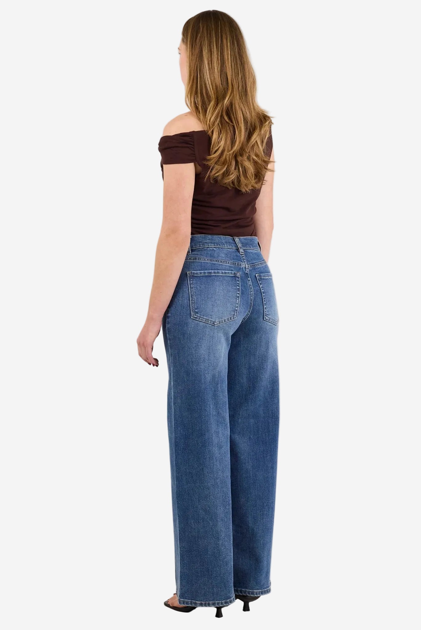 AMONG THE BRAVE FERVENT VINTAGE BLUE STRETCH FLARE PINTUCK JEANS - THE VOGUE STORE