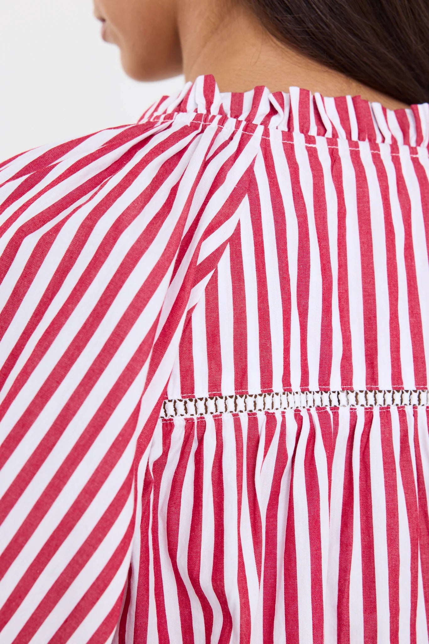 IVY + JACK NOETIC RED STRIPE SHORT SLEEVE BLOUSE - THE VOGUE STORE
