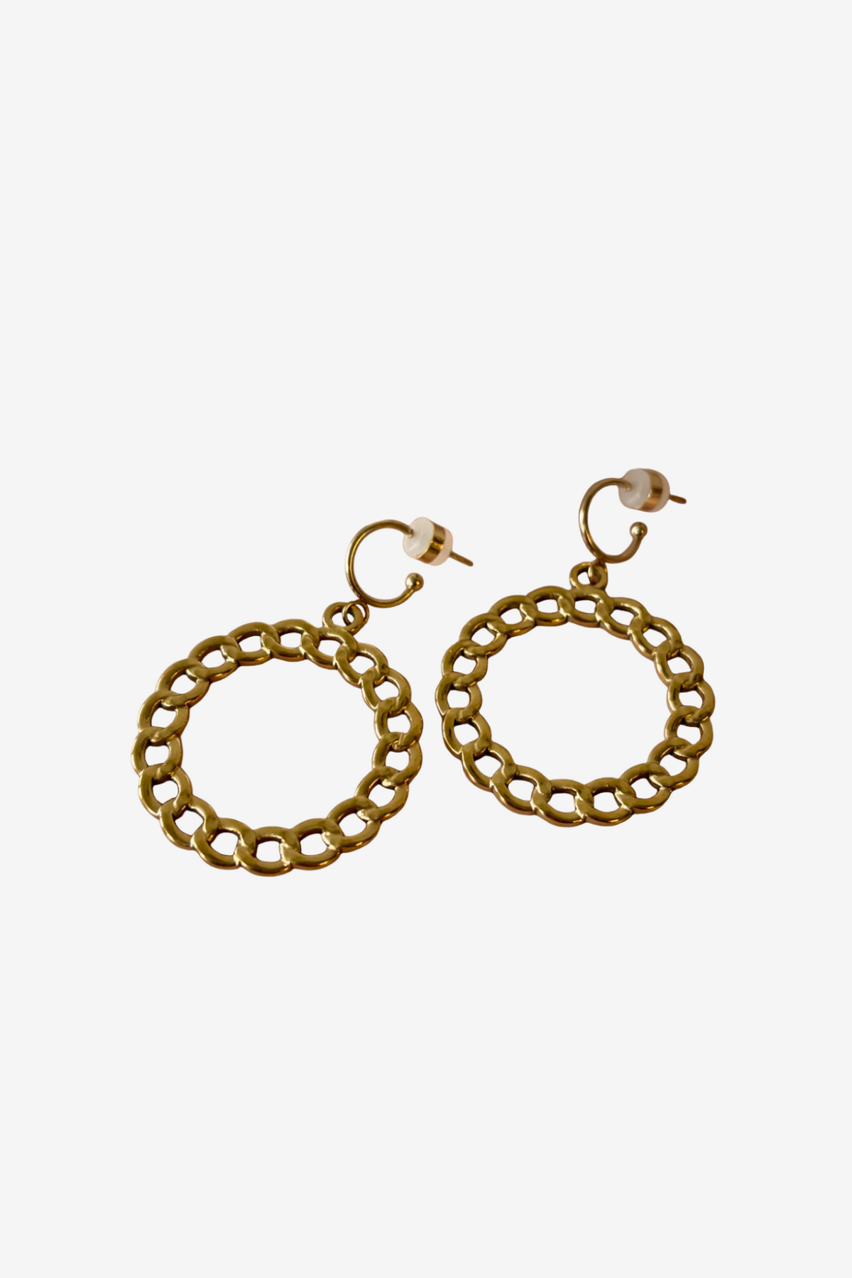 PENNY FOGGO GOLD CIRCLE CHAIN HALF HOOPS - THE VOGUE STORE