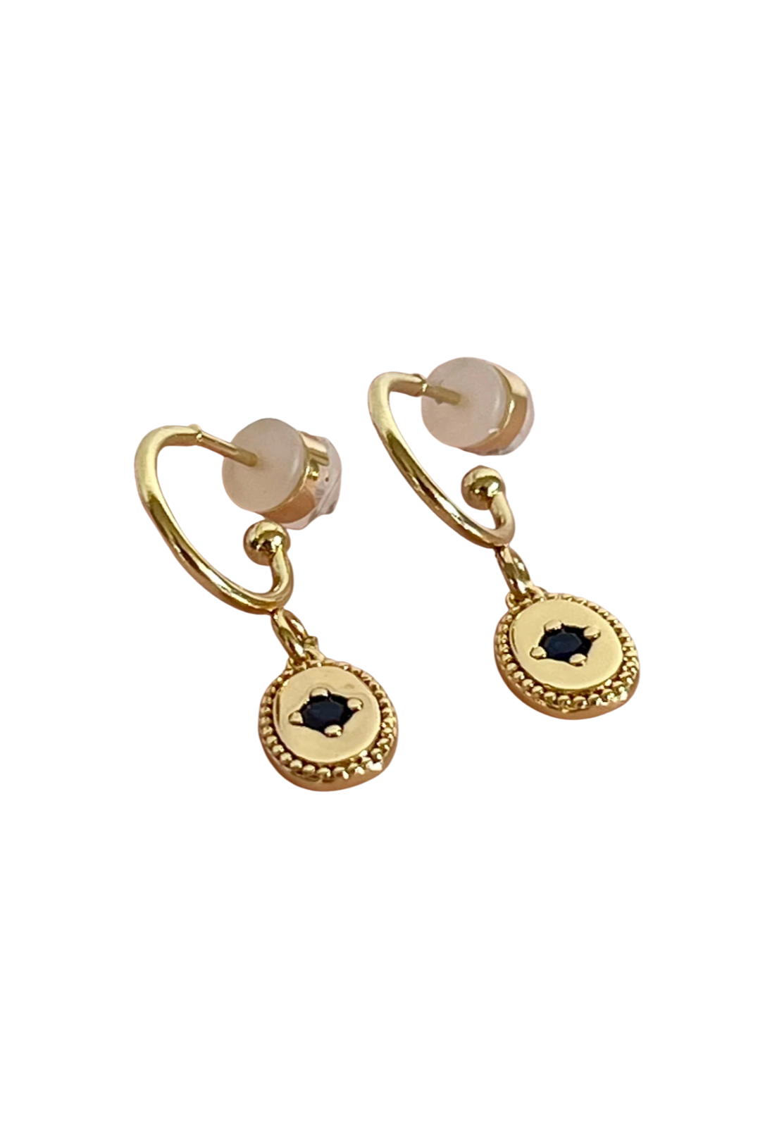 PENNY FOGGO LITTLE BLUE OVAL STAR HALF HOOPS - THE VOGUE STORE