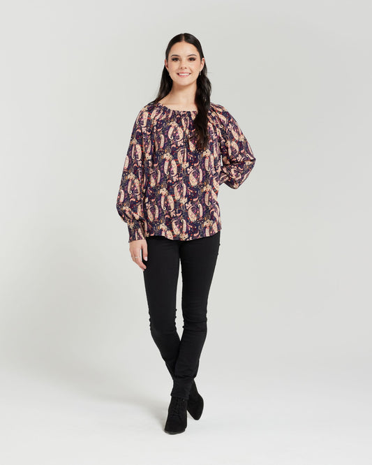 SEDUCE HAILEY TOP - INK PAISLEY - THE VOGUE STORE