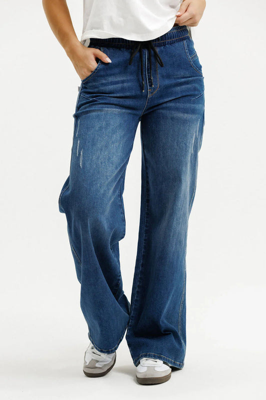 HOMELEE PALAZZO JEANS - BLUE WASH - THE VOGUE STORE