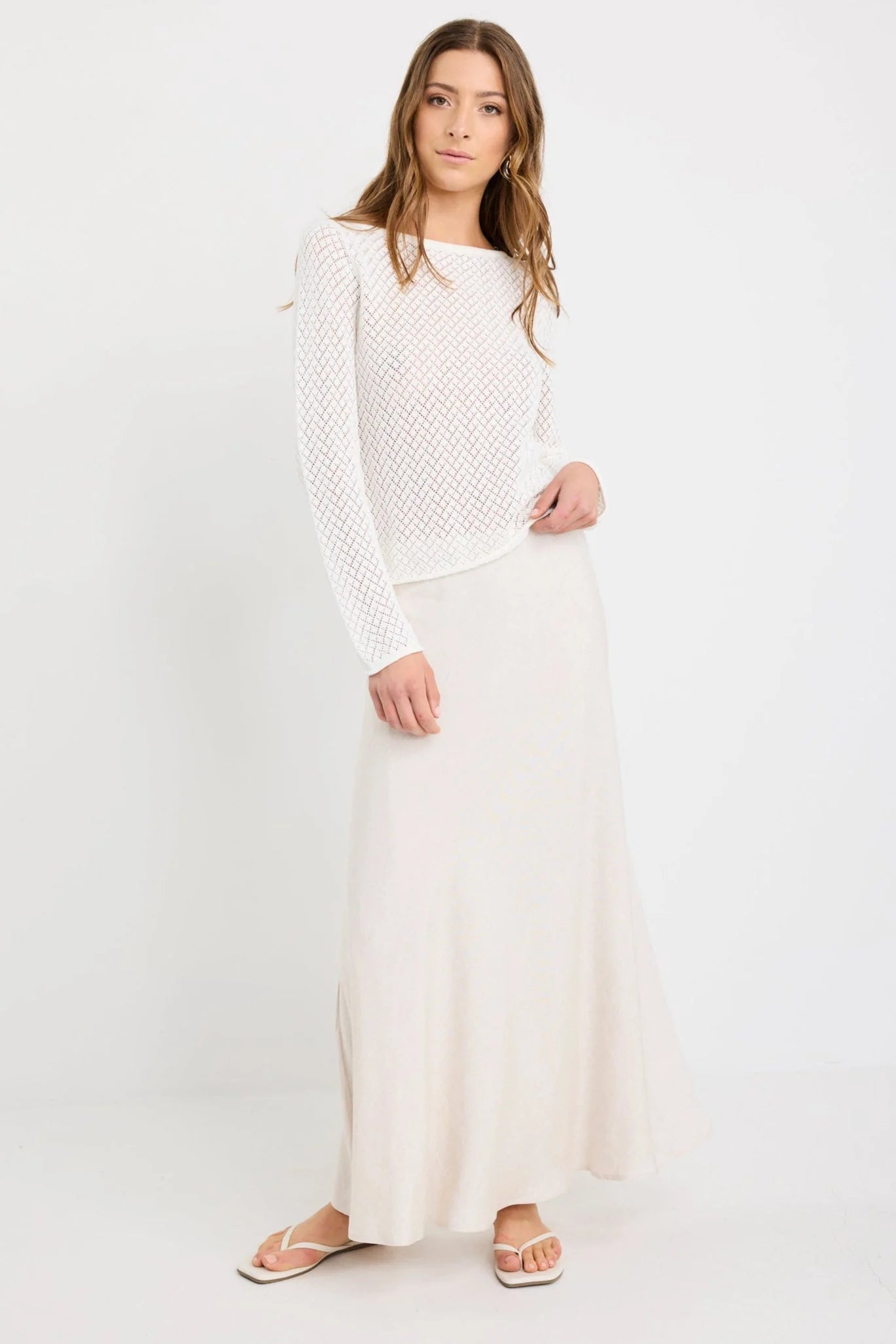 IVY + JACK PATIO IVORY BOAT NECK CROCHET KNIT JUMPER - THE VOGUE STORE