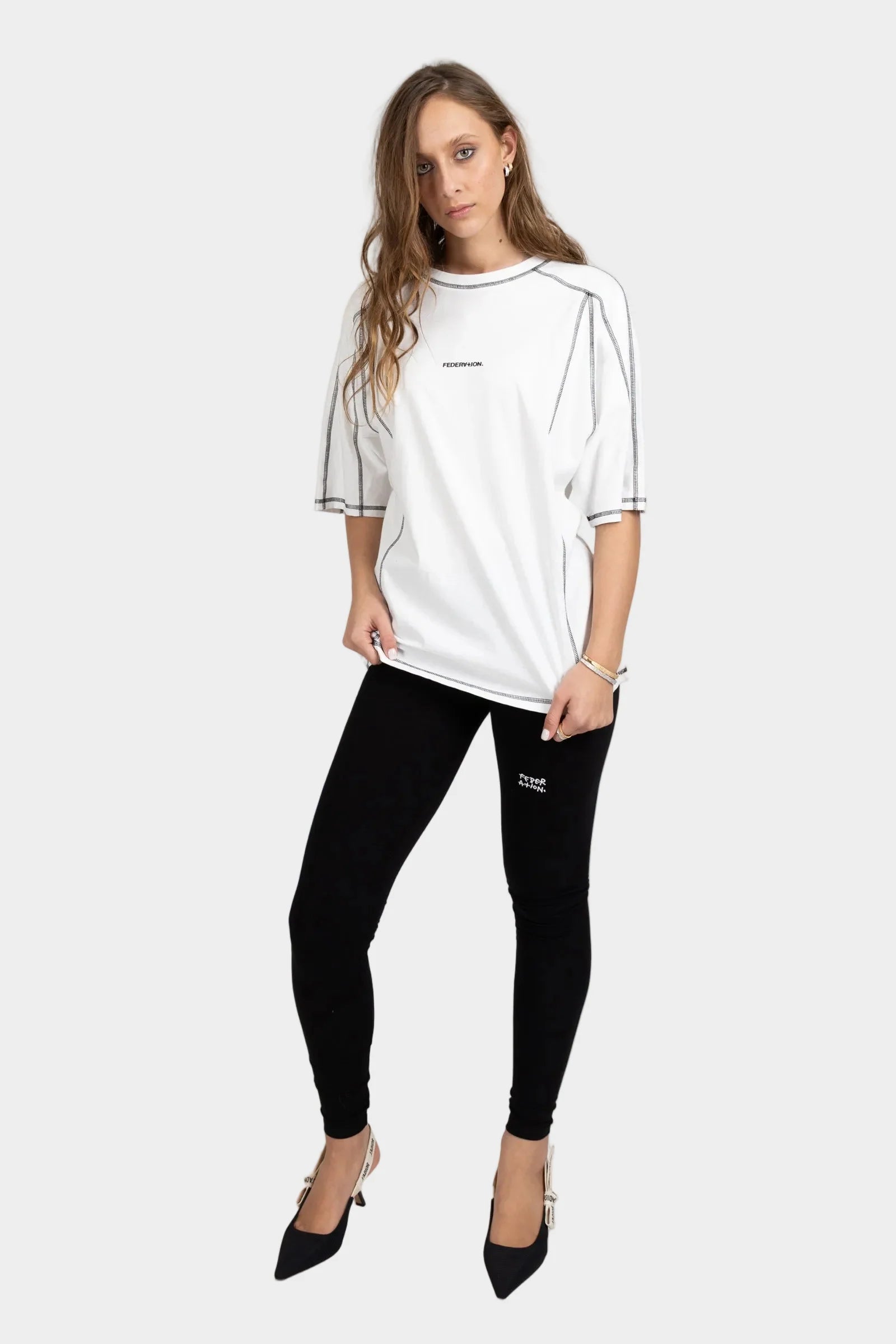 FEDERATION PLAY LEGGINGS SKETCH - BLACK/WHITE - THE VOGUE STORE