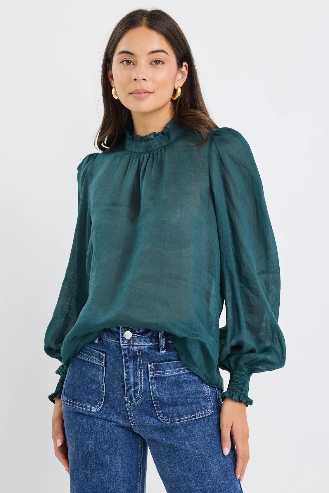 BY ROSA POET FOREST LONG SLEEVE HIGH NECK TOP - FOREST - THE VOGUE STORE