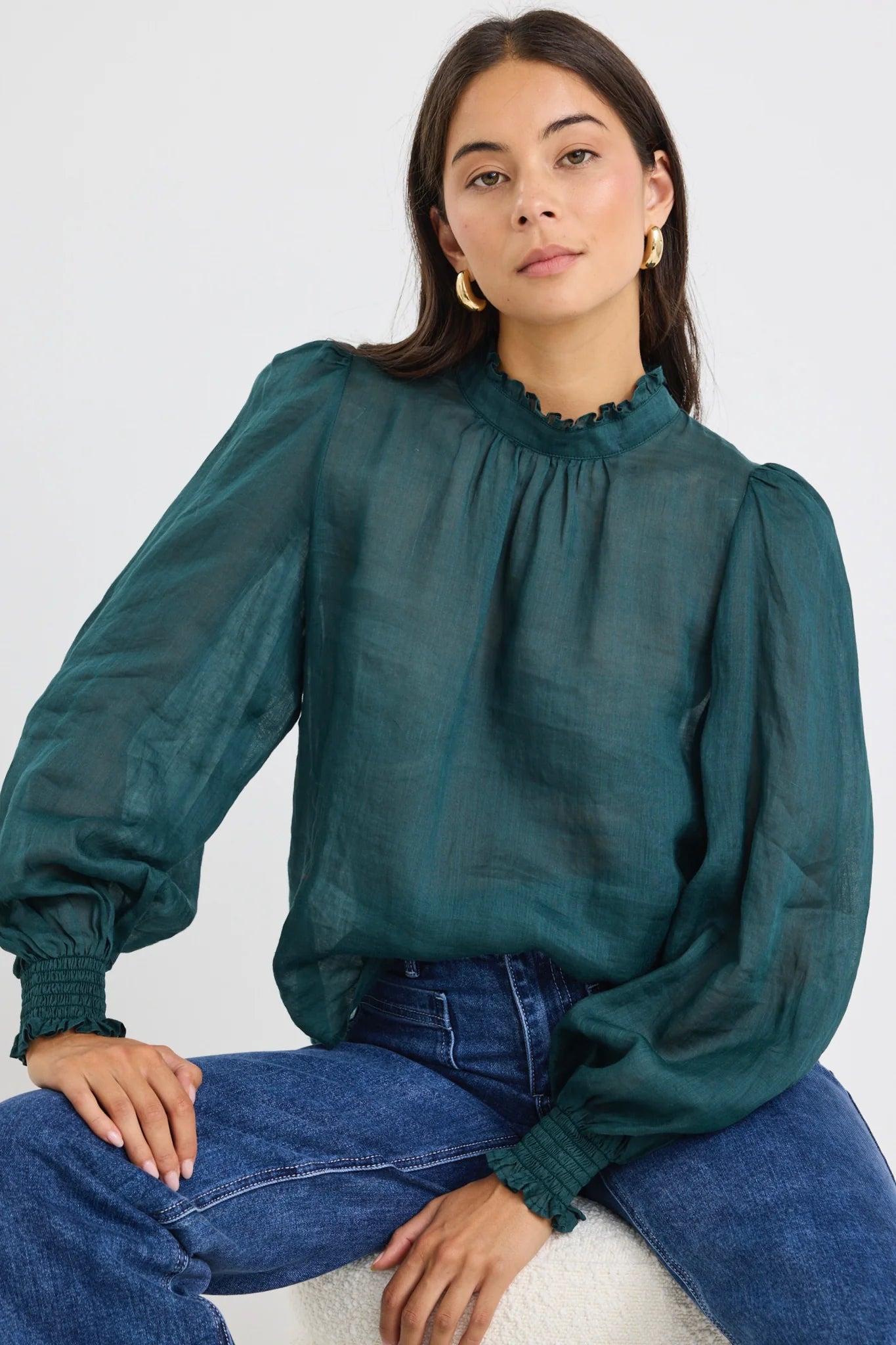 BY ROSA POET FOREST LONG SLEEVE HIGH NECK TOP - FOREST - THE VOGUE STORE