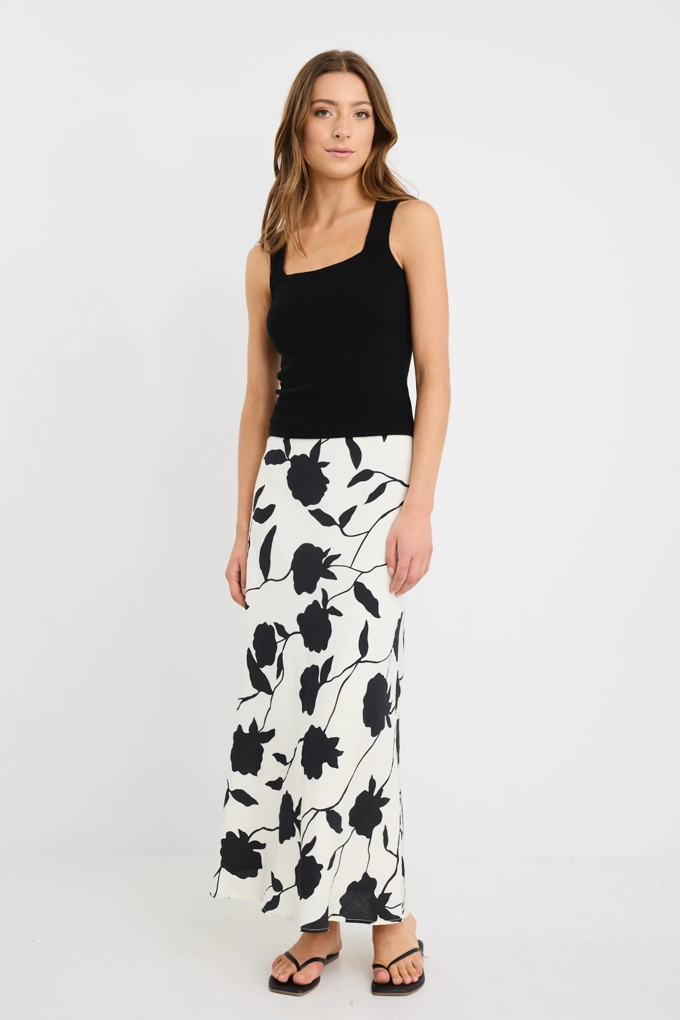 STORIES BE TOLD PRODIGY IVORY FLORAL BIAS CUT MIDI SKIRT - THE VOGUE STORE