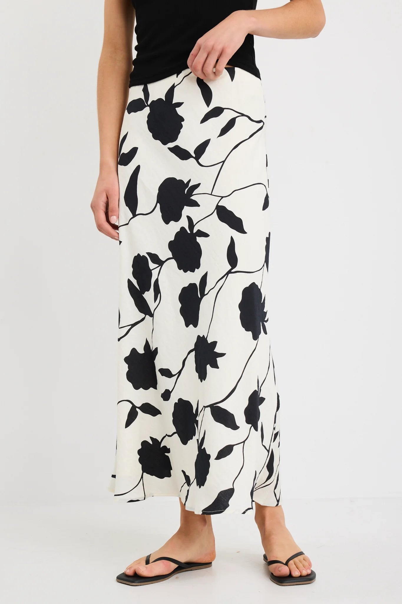 STORIES BE TOLD PRODIGY IVORY FLORAL BIAS CUT MIDI SKIRT - THE VOGUE STORE
