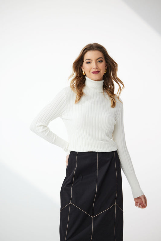 NEWPORT BENSON ROLL NECK JUMPER - IVORY - THE VOGUE STORE