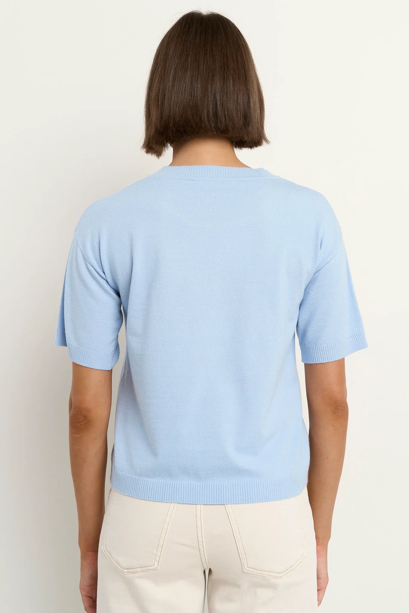 AMONG THE BRAVE PRECISE SKY BLUE SS KNITTED TEE - THE VOGUE STORE