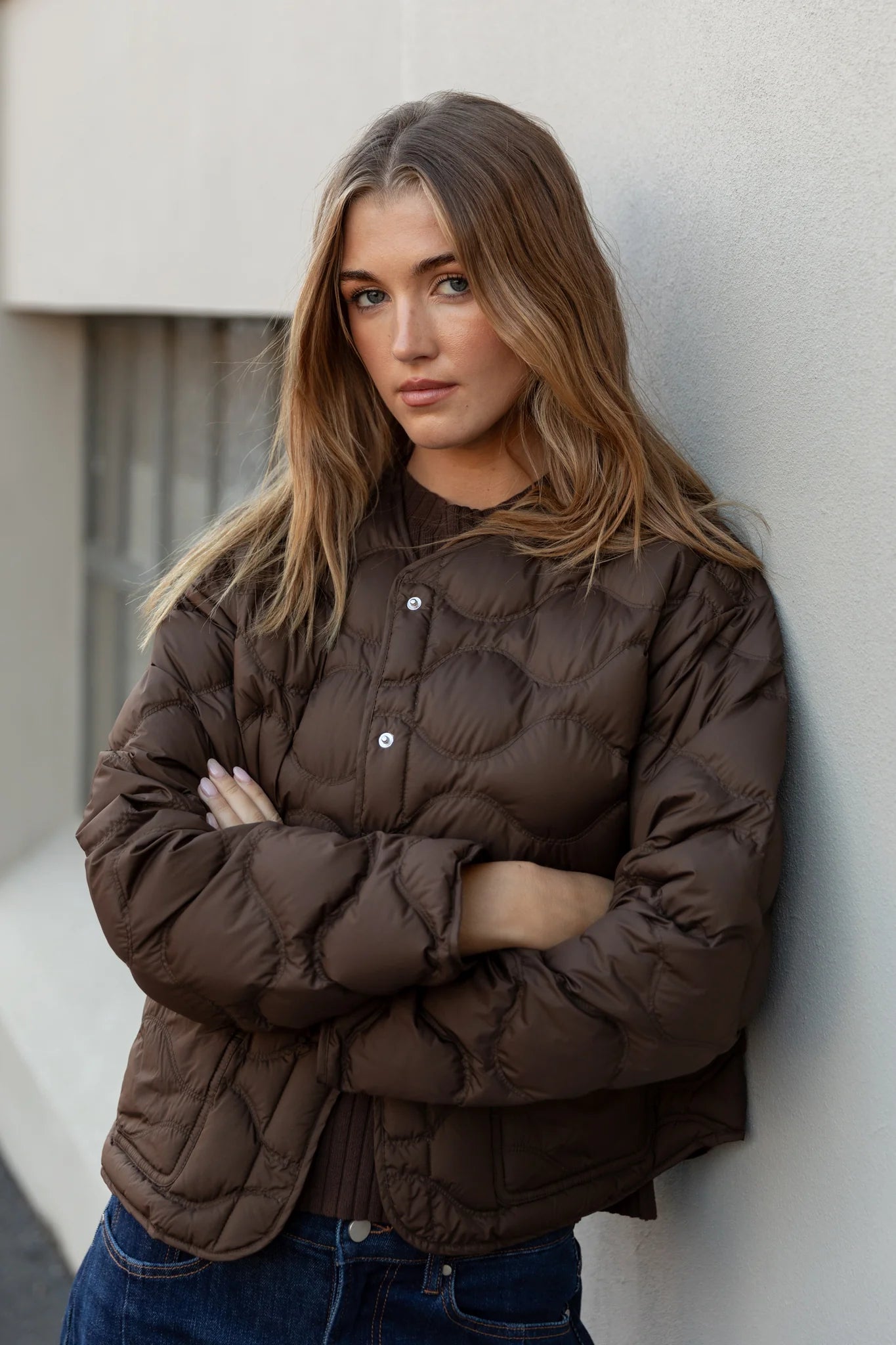 BY ROSA PREMIUM CHOCOLATE DOWN FILLED QUILTED PUFFER JACKET - THE VOGUE STORE