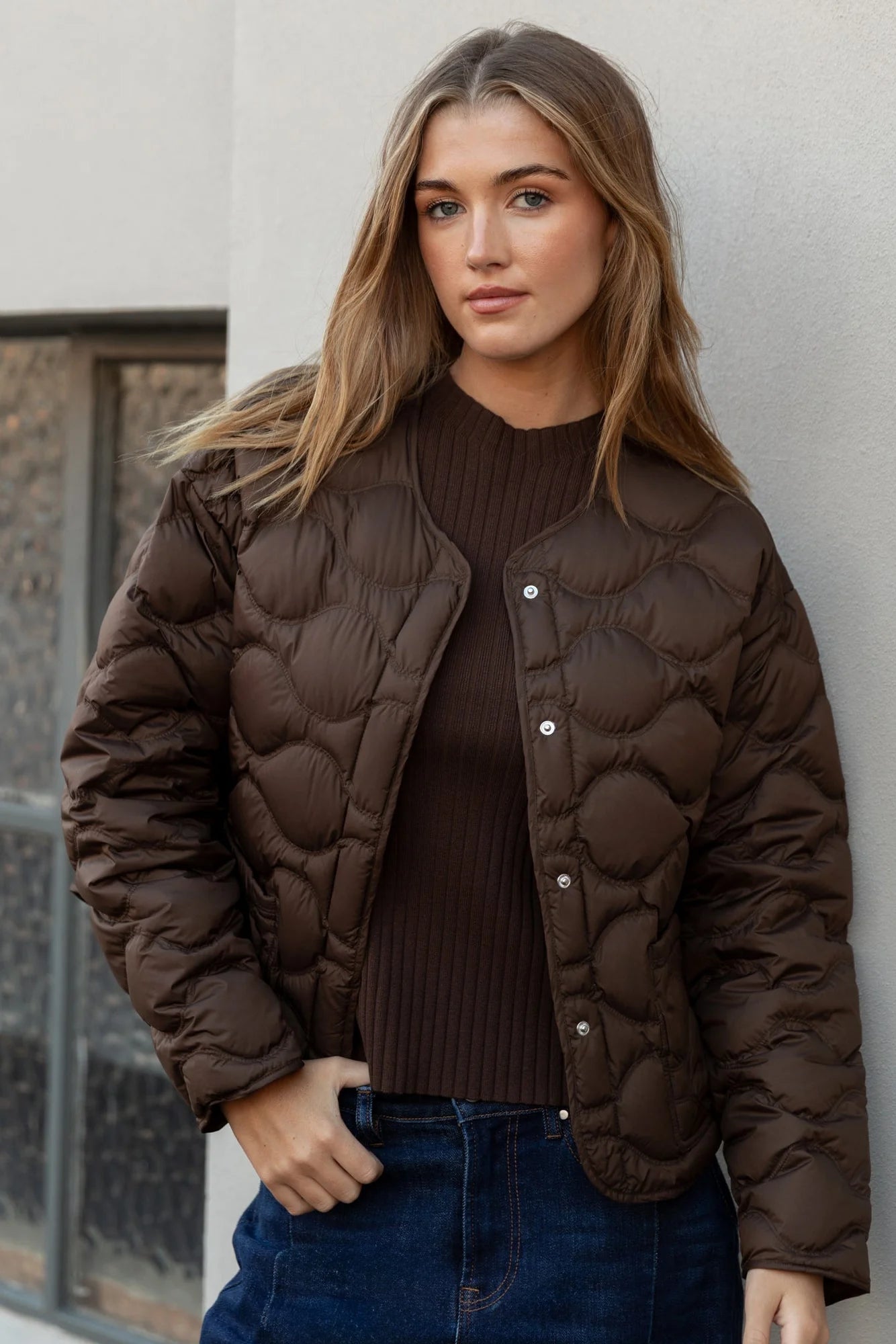 BY ROSA PREMIUM CHOCOLATE DOWN FILLED QUILTED PUFFER JACKET - THE VOGUE STORE