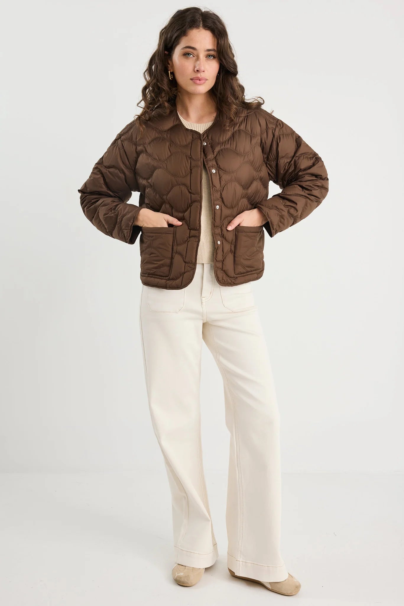 BY ROSA PREMIUM CHOCOLATE DOWN FILLED QUILTED PUFFER JACKET - THE VOGUE STORE