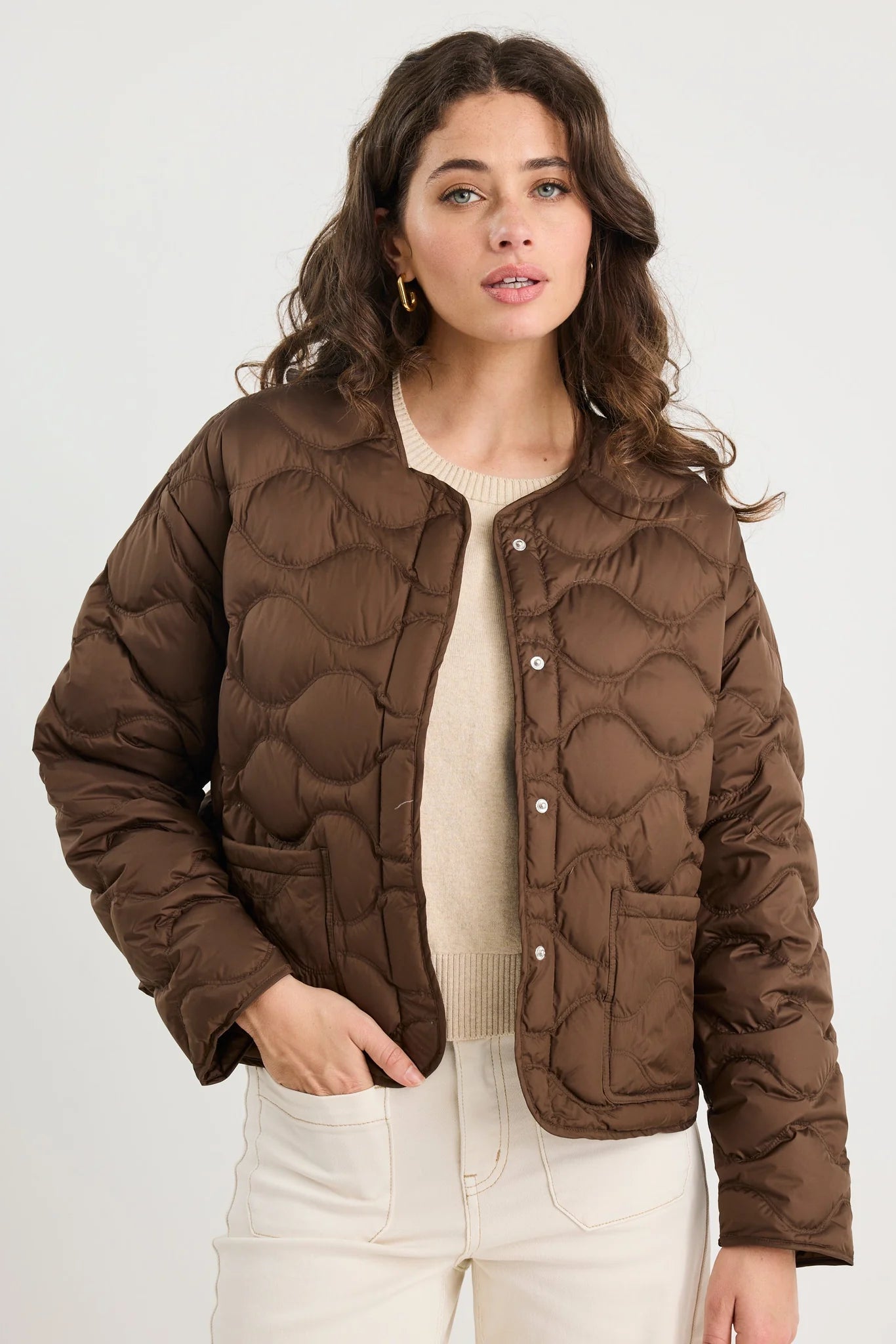 BY ROSA PREMIUM CHOCOLATE DOWN FILLED QUILTED PUFFER JACKET - THE VOGUE STORE