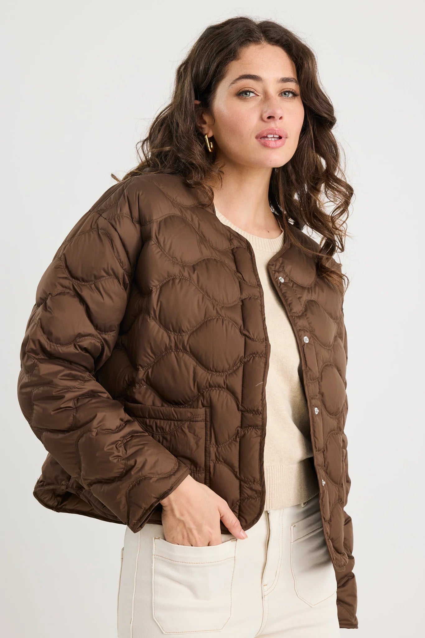 BY ROSA PREMIUM CHOCOLATE DOWN FILLED QUILTED PUFFER JACKET - THE VOGUE STORE