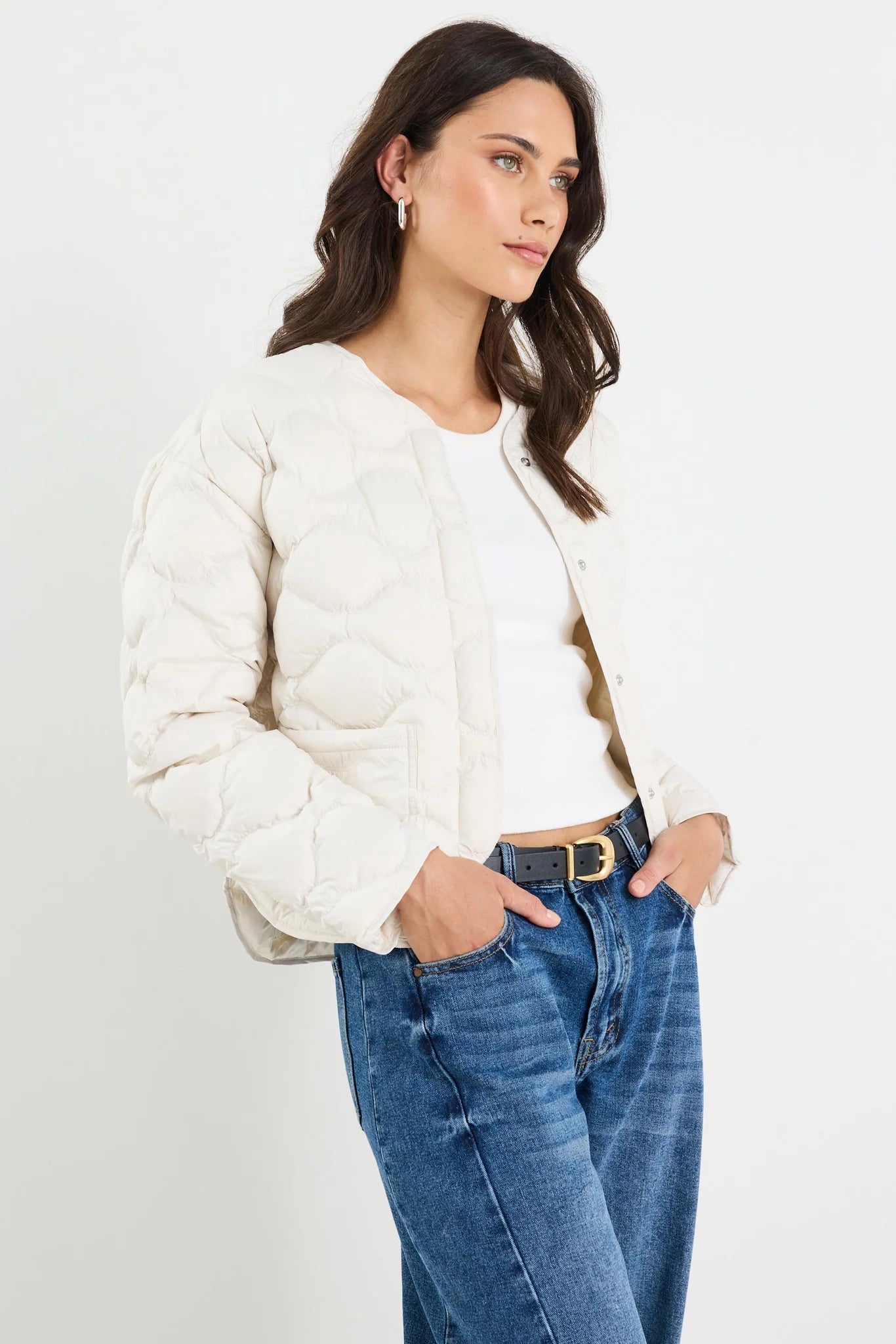 BY ROSA PREMIUM PUTTY DOWN FILLED QUILTED JACKET - THE VOGUE STORE