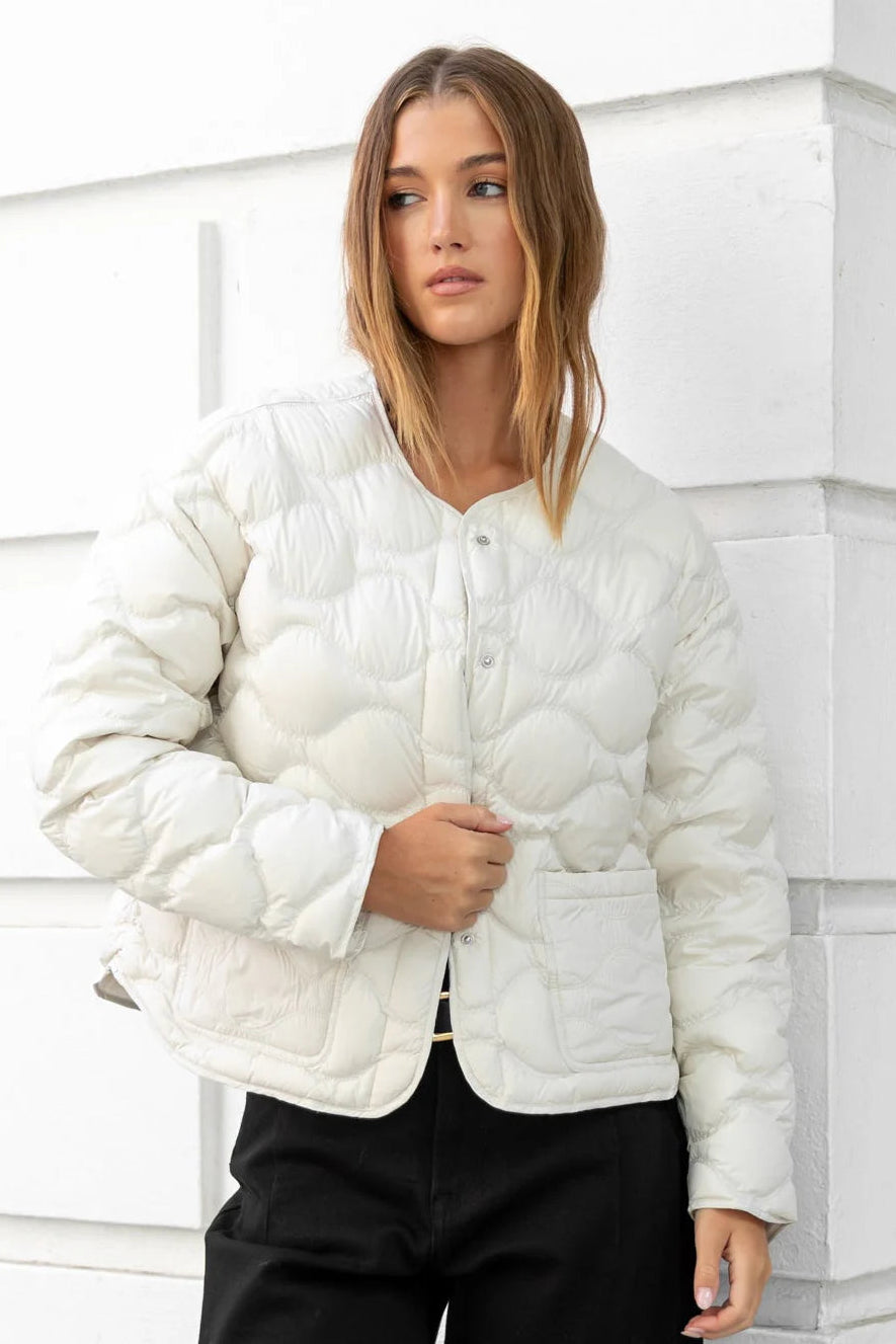 BY ROSA PREMIUM PUTTY DOWN FILLED QUILTED JACKET - THE VOGUE STORE