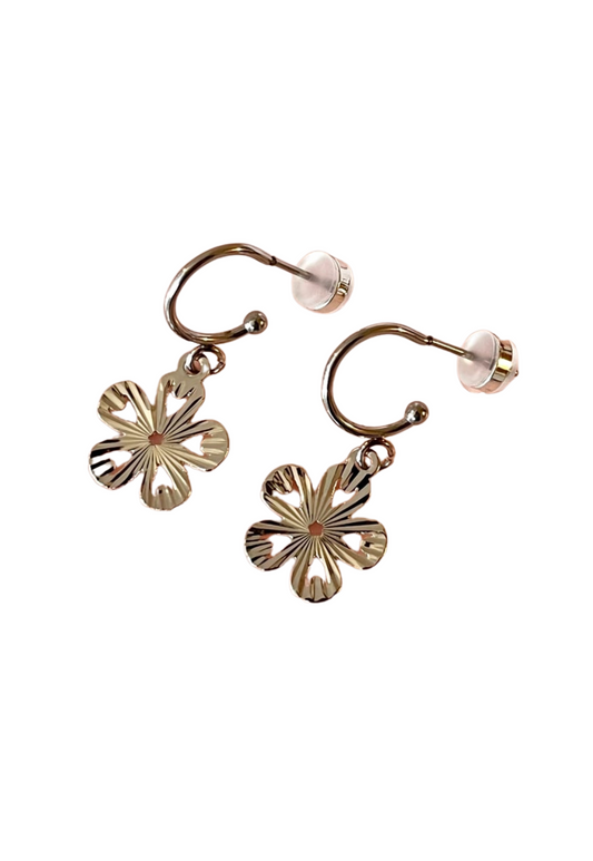 PENNY FOGGO RIDGED FLOWER HALF HOOPS SILVER - THE VOGUE STORE