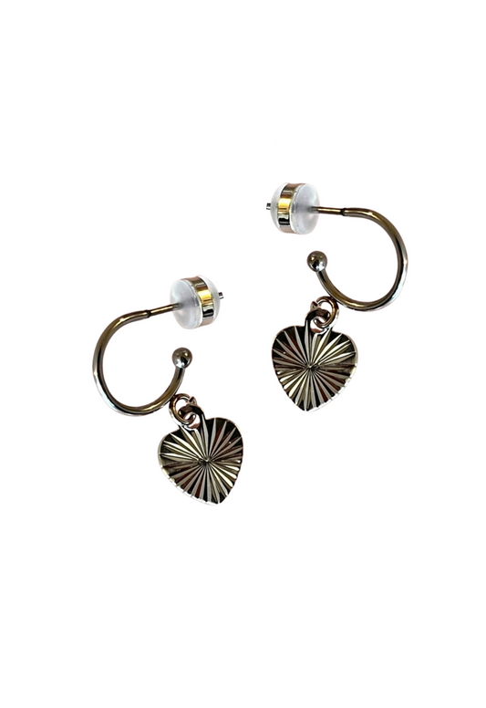 PENNY FOGGO RIDGED HEART HALF HOOPS - THE VOGUE STORE