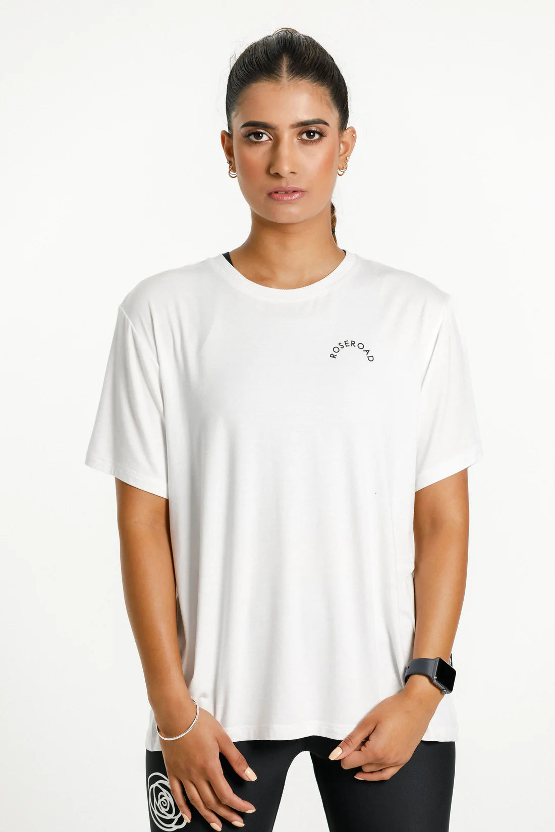 ROSE ROAD TOPHER TEE - WHITE W ROSE ROAD ARCH PRINT - THE VOGUE STORE