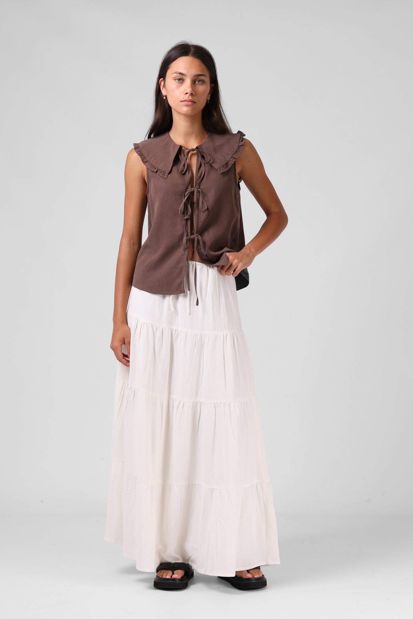 RPM ADDISON BLOUSE - CHOCOLATE - THE VOGUE STORE